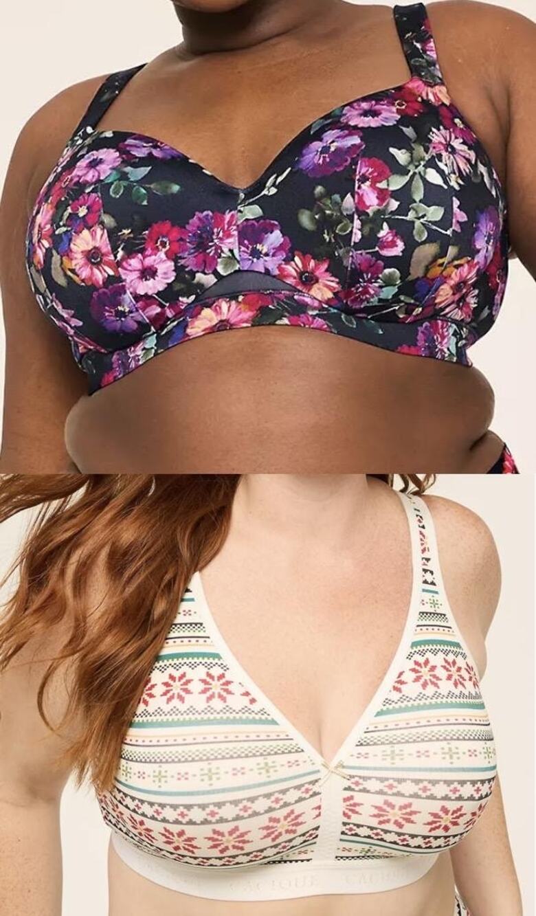 NWT Lot of 2 Cacique 40C No Wire Bliss Comfort Bras Fair Isle & Dark Floral